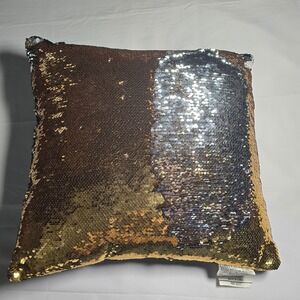 Mainstays Mermaid Sequin Throw Pillow Gold Silver Reversible Decorative 15x15